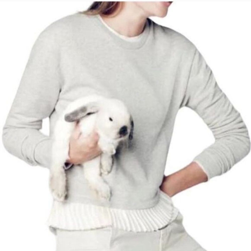 J Crew Gray Sweatshirt With Ruffle Pleat Hemline Size XS